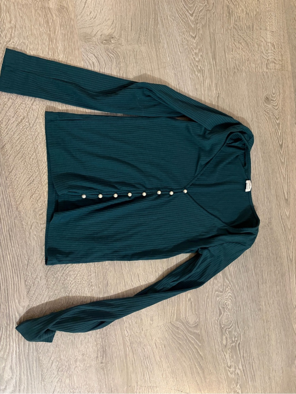 Wilfred long Sleeve Ribbed Pearl-Button Top - Teal